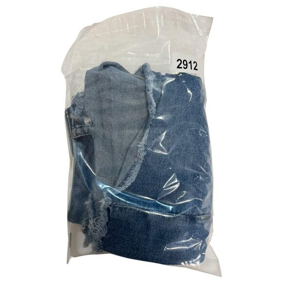 American Eagle Shorts Womens 4 Blue Denim Mom Short High Rise Frayed Hem Stretch - Picture 14 of 15